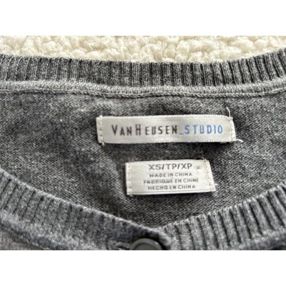 Van Heusen Studio Gray Monotone Color Block Button Front Cardigan Size XS - Picture 3 of 6